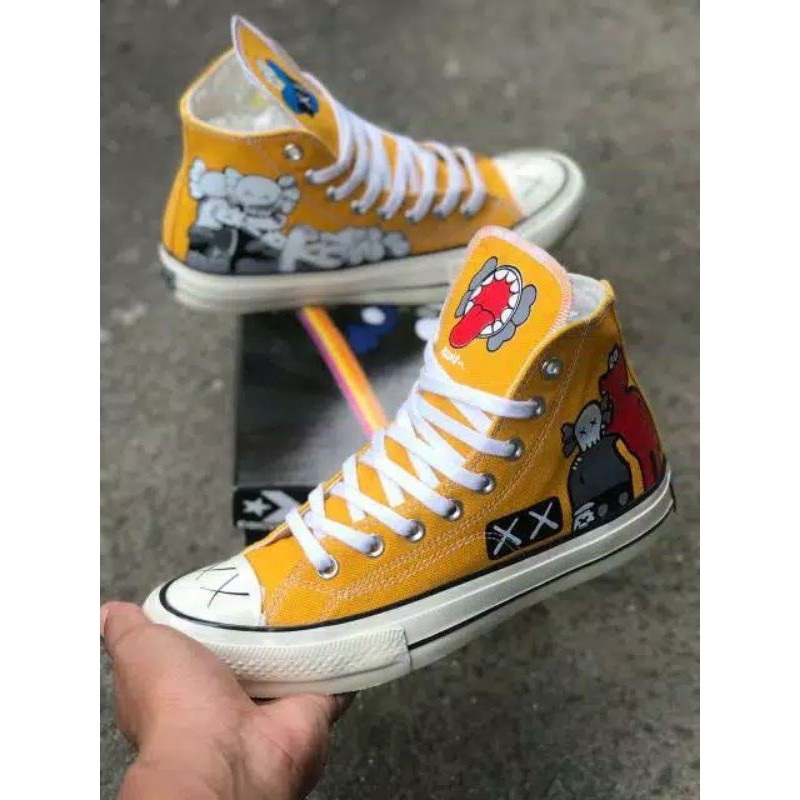 [BEST SELLER ] SEPATU CONVERSE High 70s x KAWS COMPANION YELLOW IMPORT VIETNAM