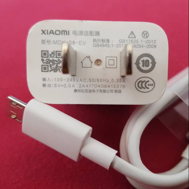 Charger Xiaomi USB Micro Copotan Redmi 4X Original bawaan Hp Output 2 Ampare MDY 08 EV(Second)