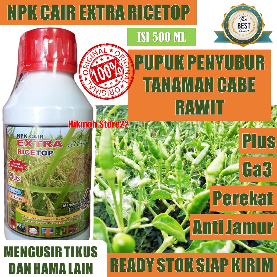 PROMO RICETOP Pupuk Npk Cair Extra Green Pupuk Pelebat Cabe Rawit - Pupuk Penyubur Tanaman Cabe Rawi