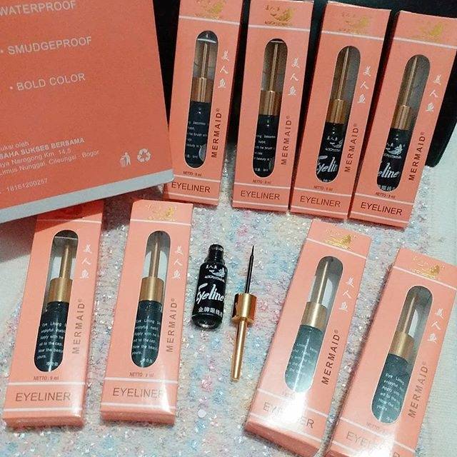 (CUCI GUDANG) eyeliner duyung mermaid botol kaca kotak oren