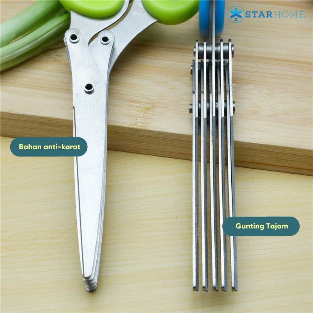 Gunting Daun Bawang Gunting Dapur 5 Lapis Guntingan Sayur Serbaguna Kitchen Scissors