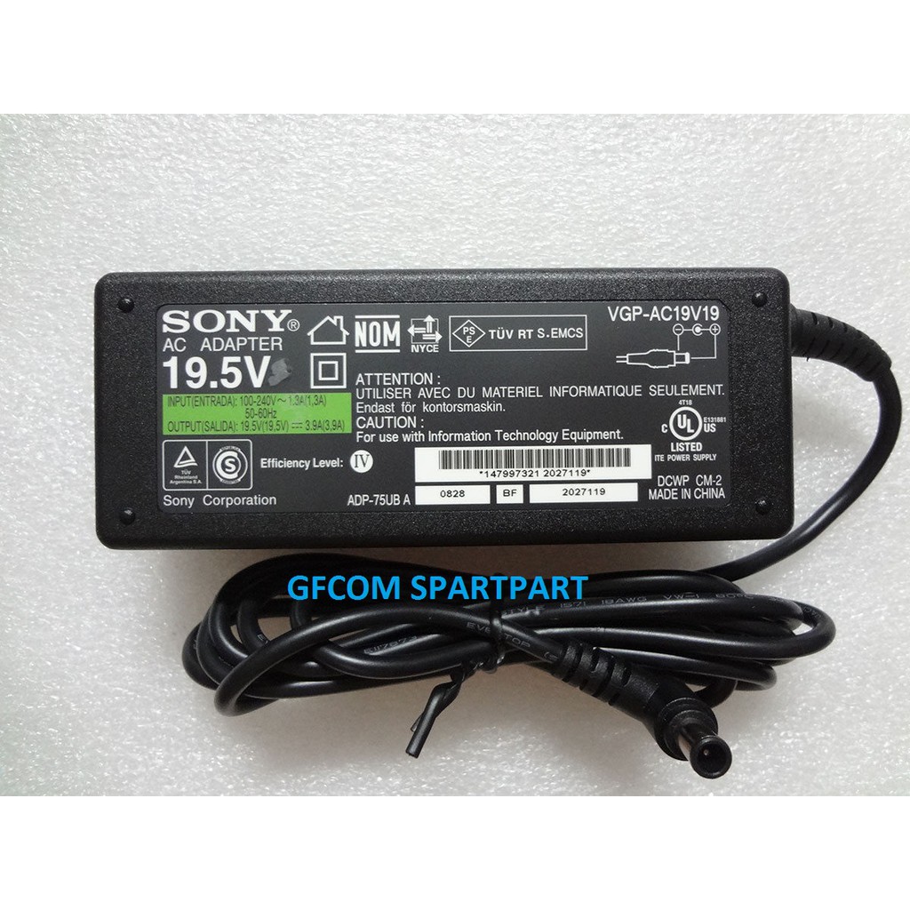 CHARGER LAPTOP/ADAPTOR LAPTOP SONY VAIO 19.5V3.9A ORIGINAL