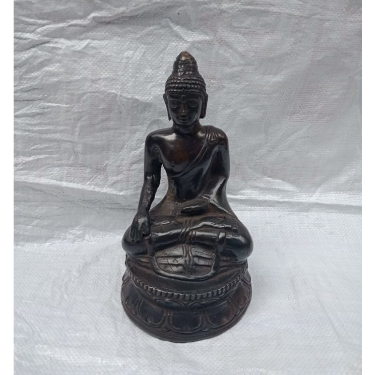 patung pajangan buda budha hitam perunggu antik
