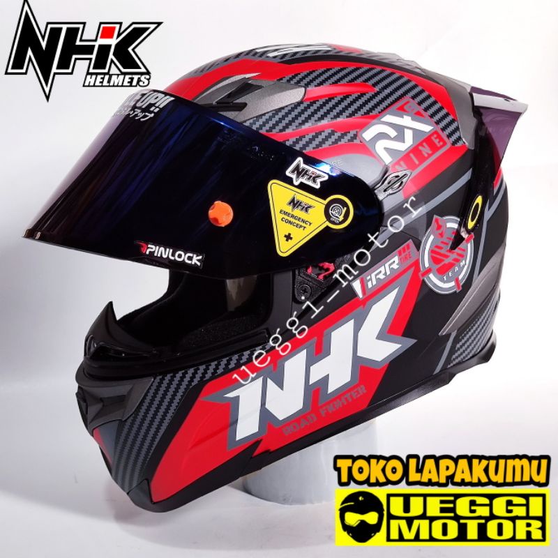 Helm Nhk rx9 fullface flat visor iradium solid Redbull-Racer red dof