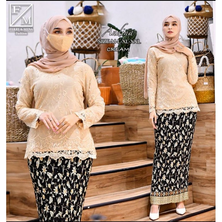 SET BLOUSE ANDINA / KEBAYA BRUKAT / KEBAYA MODERN / OUTFIT BAJU PESTA KEKINIAN / FM