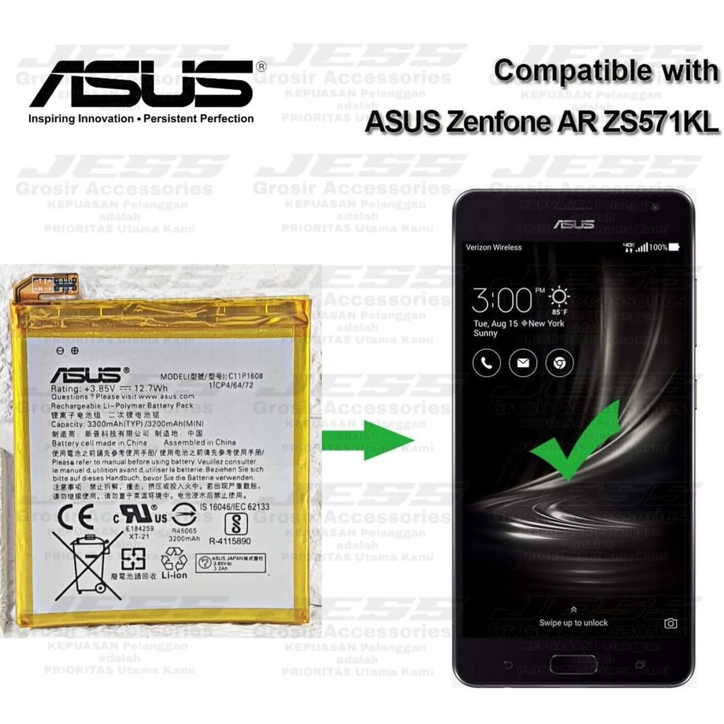 Baterai Battery Original ASUS C11P1608 For Type HP Zenfone AR - ZS571KL - V570KL - A002 - A002A