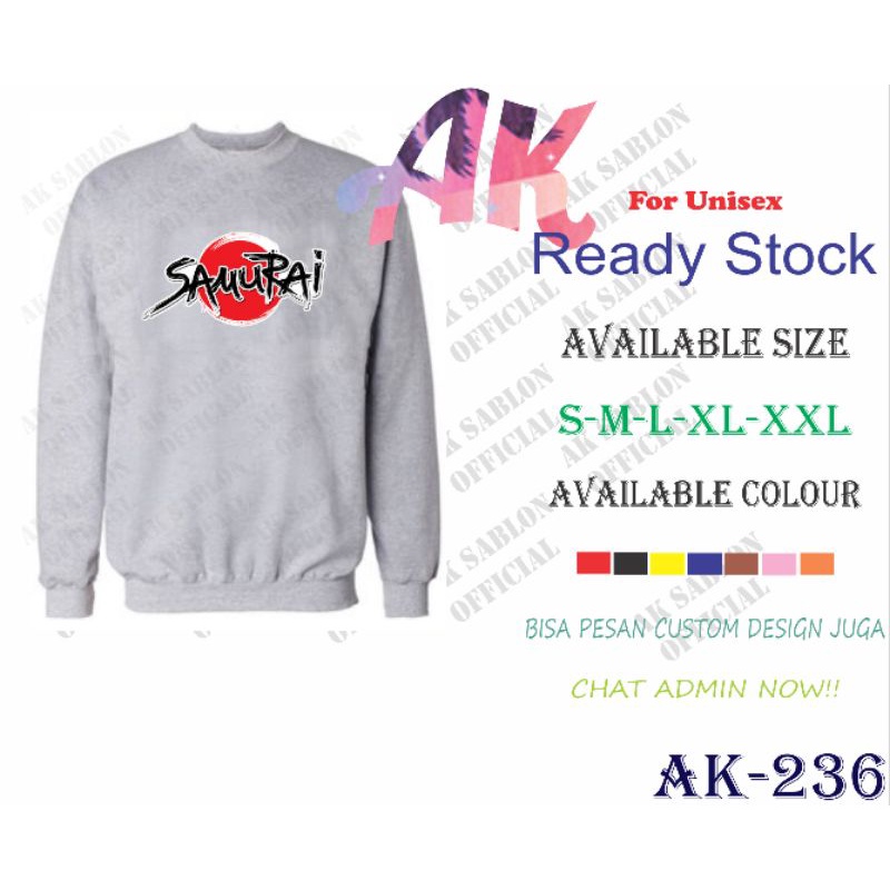 murah sweater tulisan samurai ak-236 unisex