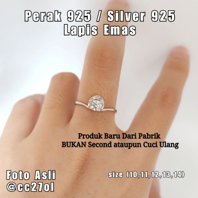 CINCIN PERAK 925 ASLI CINCIN PERAK 925 LAPIS EMAS PUTIH CINCIN SIMPLE PERAK 925 CINCIN CANTIK