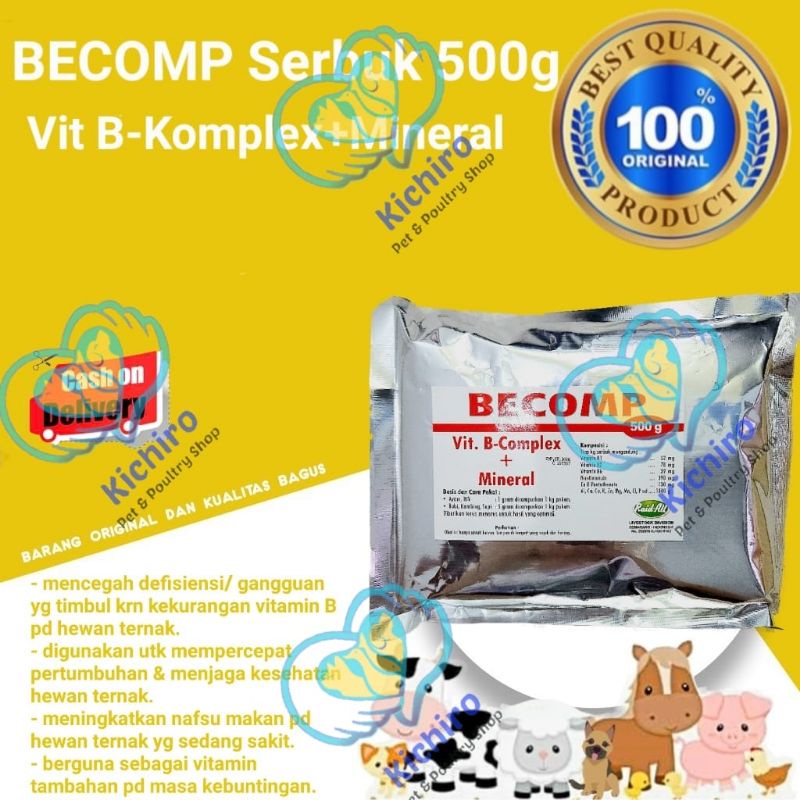 Becomp Serbuk 500 gram Raid All Vitamin B Komplek / Kompleks, Vit Bkomplek / Bcomplex Untuk Hewan Ay
