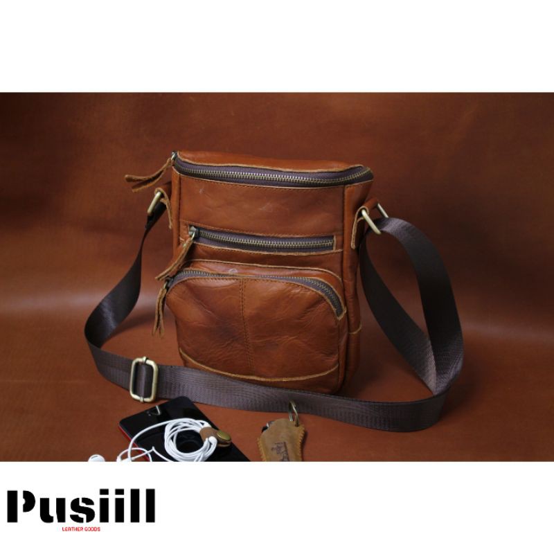 Tas Selempang Pria Pusiill 008/Tas Selempamg Pria Full Kulit Sapi Asli