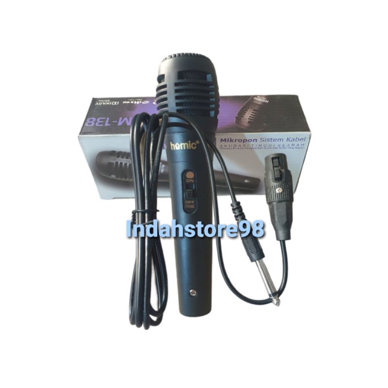 Mic Kabel Karaoke Homic HM 138 Dynamic Microphone Cable Murah Original