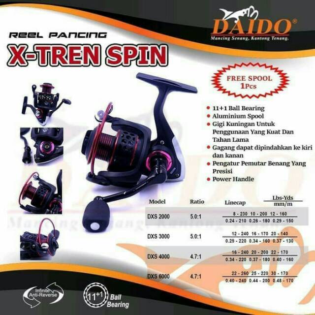 REEL Pancing DAIDO X-TREN POWER HANDLE SPIN 800 Reel daido/Reel pancing spinning murah/Reel