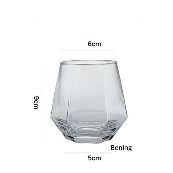 Gelas Hexagonal Diamond Crystal Glass kaca Cangkir Unik gelas whiskey teh kopi home cafe vlog korea mojito cocktail dessert MK1226-BENING