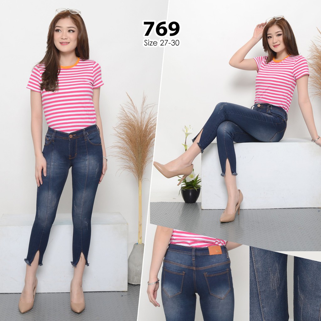 ( Bisa COD ) MC girl Celana Jeans Tulang Belah Bawah 7/9 Wanita