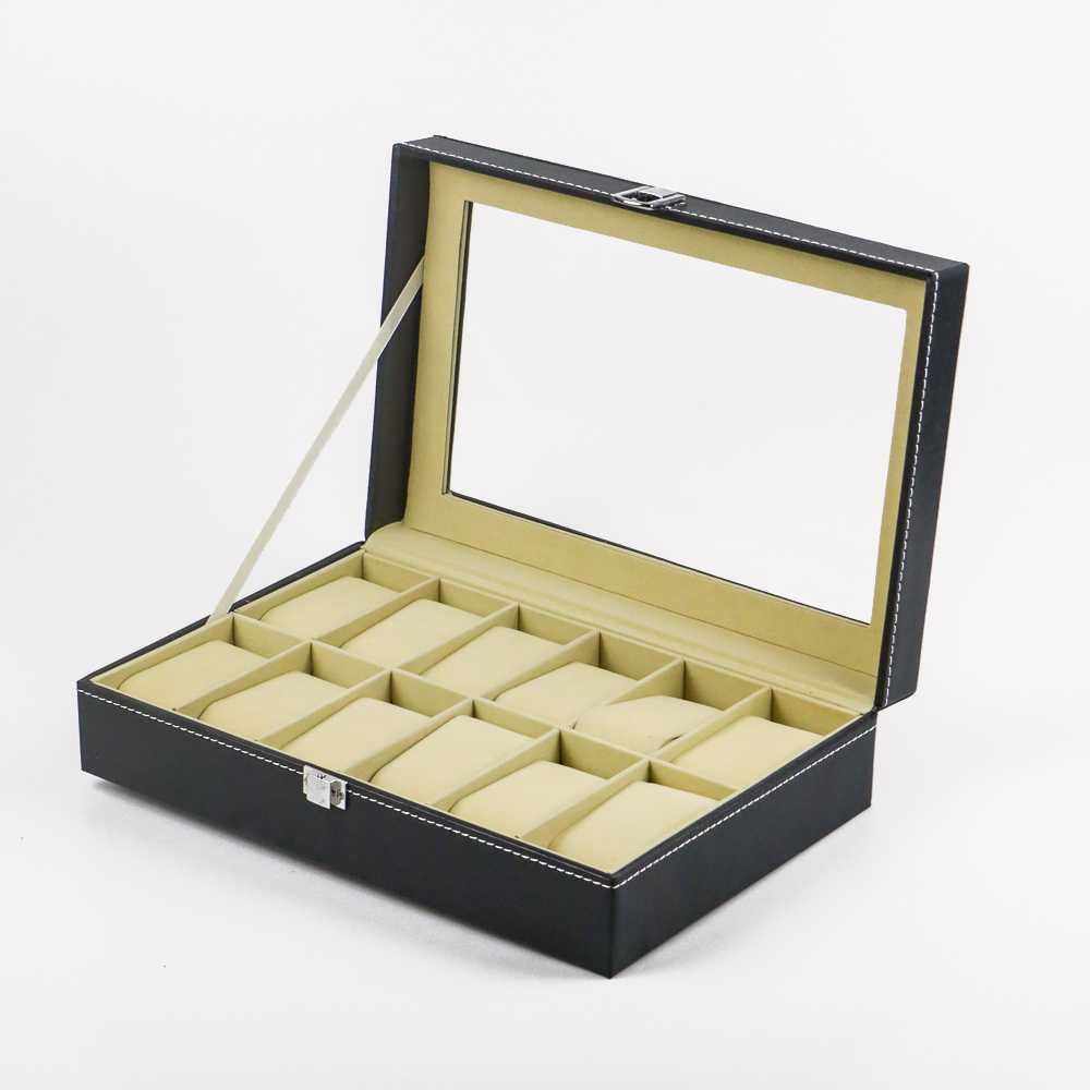 KOTAK JAM TANGAN LUXURY 12 SLOT DISPLAY BOX WADAH TEMPAT PENYIMPANAN MENYIMPAN KOLEKSI BARANG PERHIA
