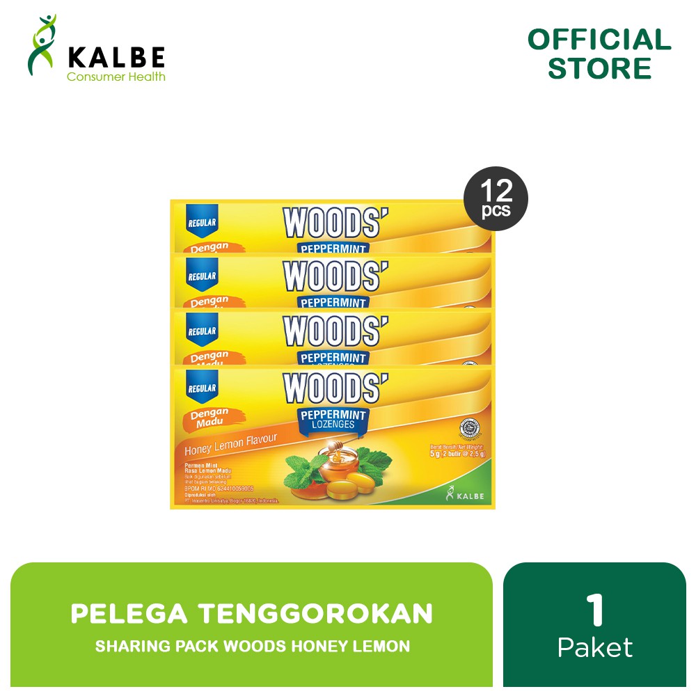 Woods Lozenges Honey Lemon Small Pack Renceng @12pcs