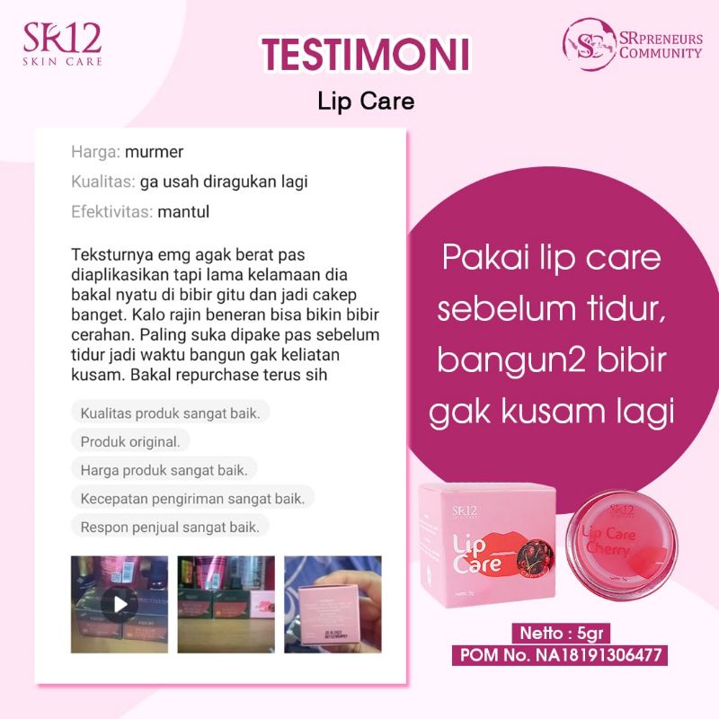 Lip Care SR12 Pencerah Bibir Alami - Lip Balm Pelembab Bibir Kering - Lip Serum Vitamin Bibir