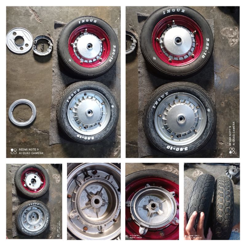 Velg set tromol depan belakang vespa  r10 /ring 10