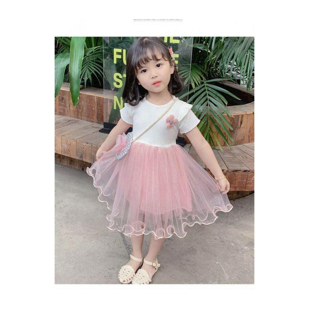 602-8#Baju anak/Fashion anak/dress rajut/dress bunga anak