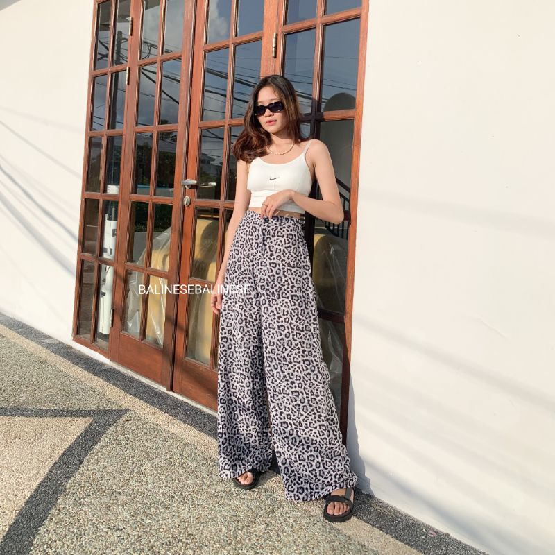 Celana Kulot Panjang Highwaist Leopard XL