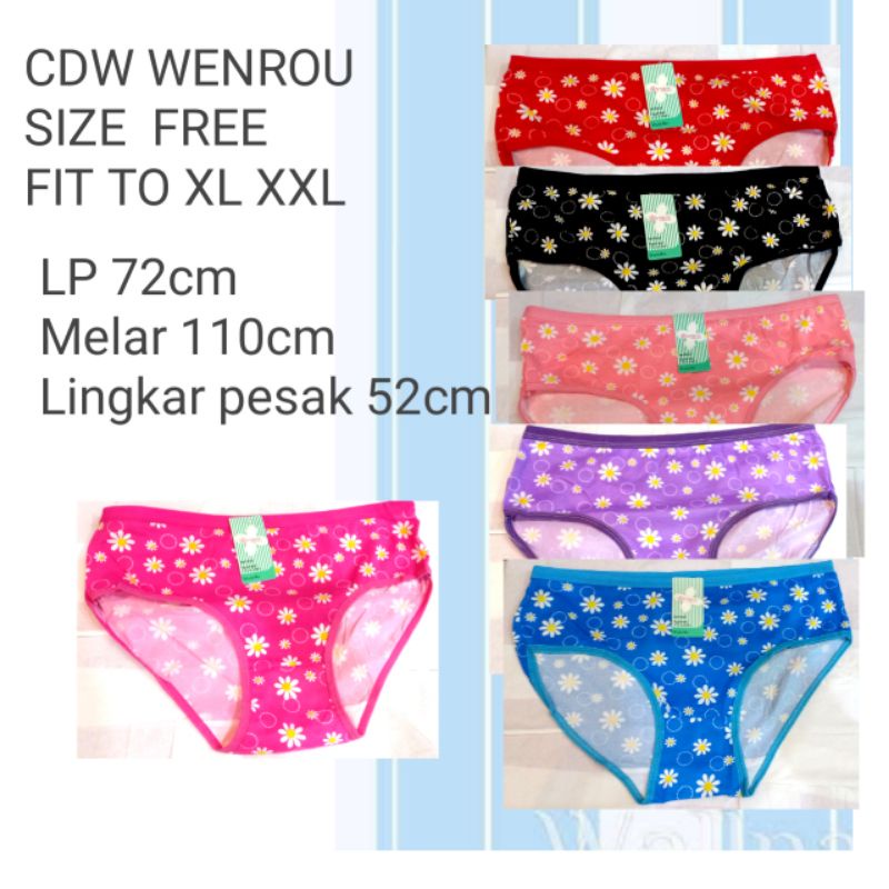 CELANA DALAM WANITA JUMBO 2 Mutif kembang kecil/besar merk Lily/wenrou