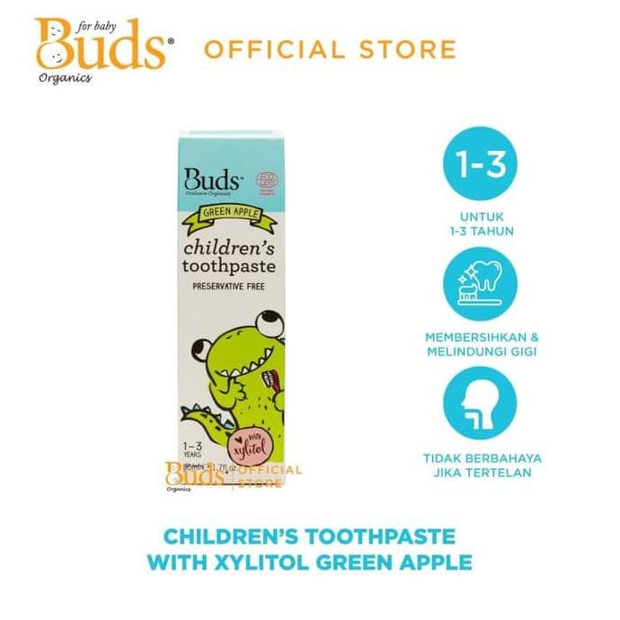 Buds Oralcare Organics - Children's Toothpaste xylitol Green Apple , Strawberry, Blackcurrant, papermint