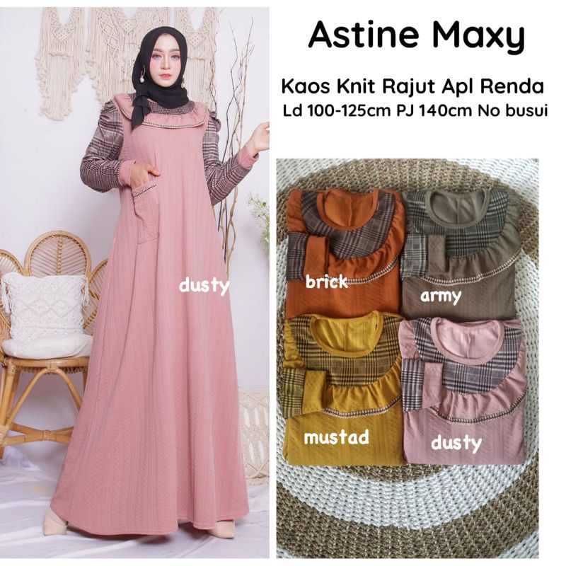 Astine Maxy - Gamis Knit Rajut Premium LD100+ Melar / Calamery Maxy / Wella Maxy / R.18 - 271-6102