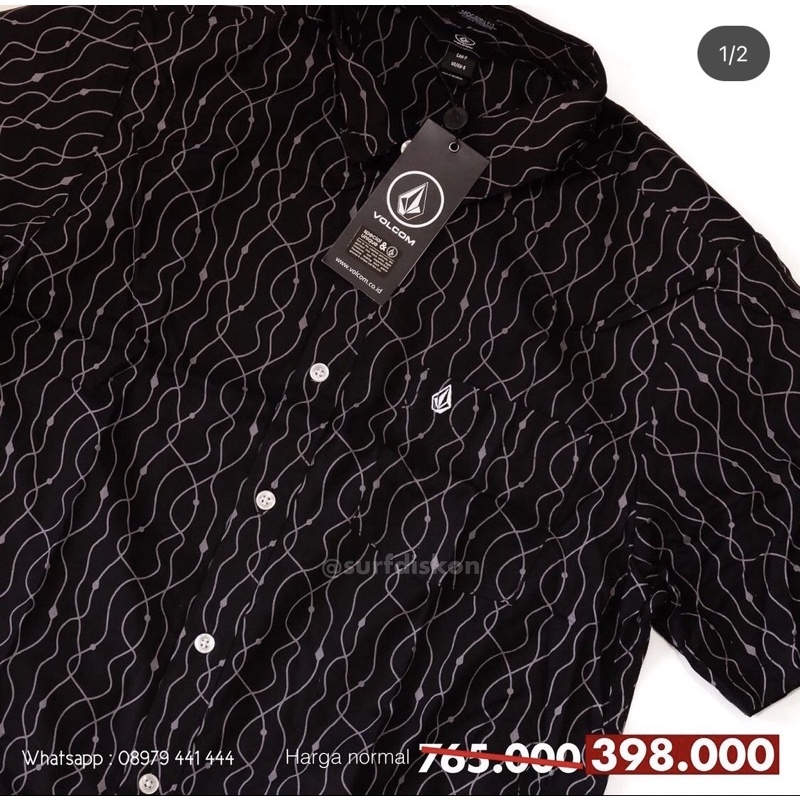 Kemeja Volcom MSH Curl Stripe Black Original Planet Surf