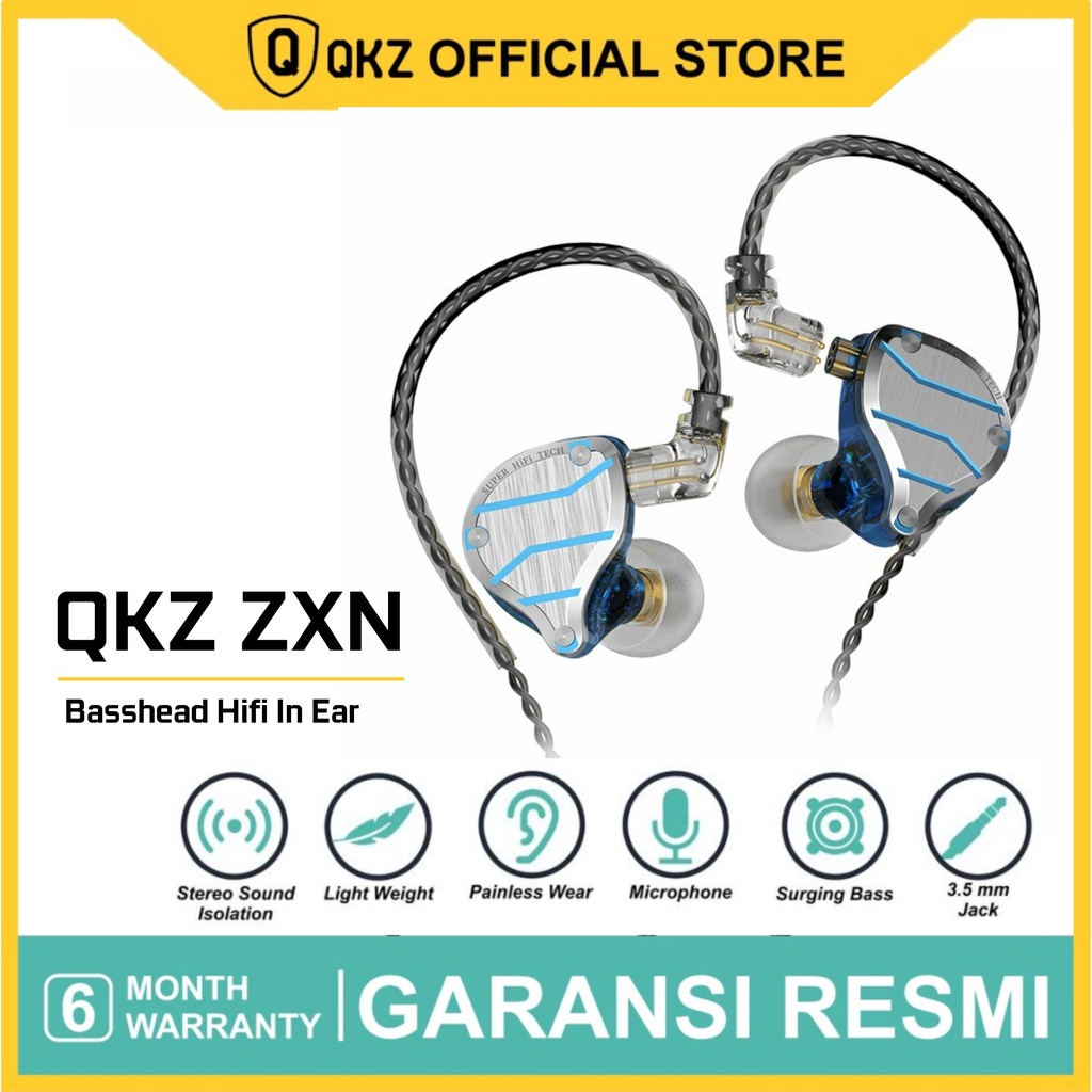 Jual QKZ ZXN with Mic Basshead Hifi In Ear Earphone CNC High Quality ...