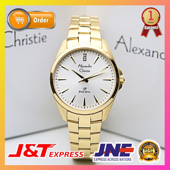 JAM TANGAN ALEXANDRE CHRISTIE ALEXANDER CHRISTIE WANITA CEWEK ORIGINAL ORI ORIENT AC 1018 GOLD