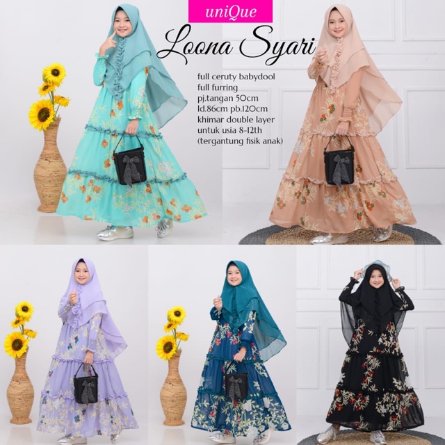 Gamis  anak unique loona syari 090520