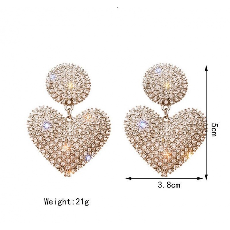 Anting Tusuk Sterling Silver 925 Desain Hati Hias Berlian Imitasi Untuk Wanita