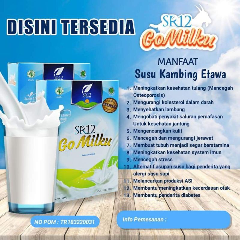 

Susu Kambing Etawa GO MILKU SR12 Sehat Bpom Rasa Original