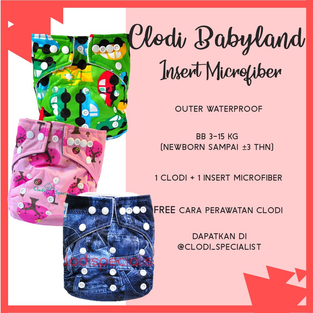 Original Clodi Babyland Microfiber Pocket 1 Insert Popok Kain Cuci Ulang Shopee Indonesia
