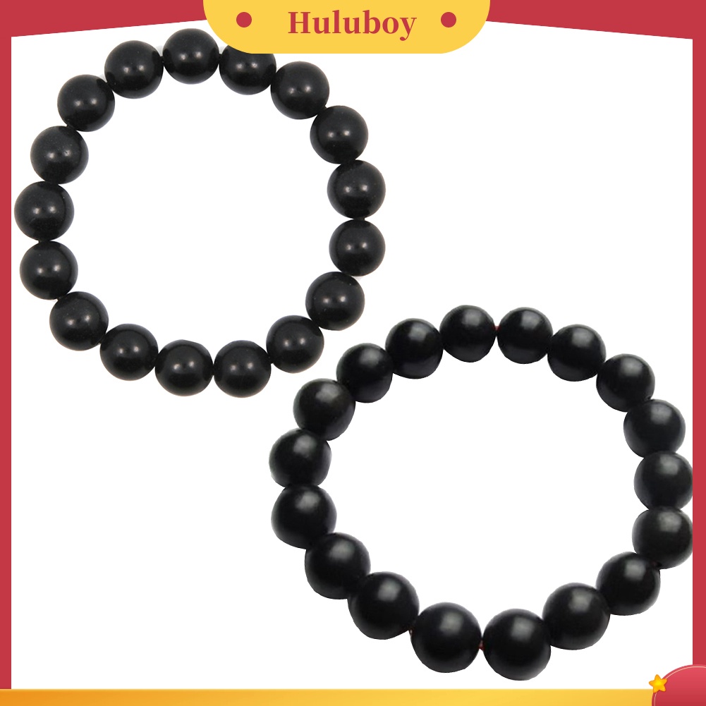 Hu Hu Hu Hu Hu Alat Bantu Pasang Kacamata♡ Gelang Manik-Manik Batu Hitam Minimalis Ukuran 8 / 10mm Untuk Pria / Wanita