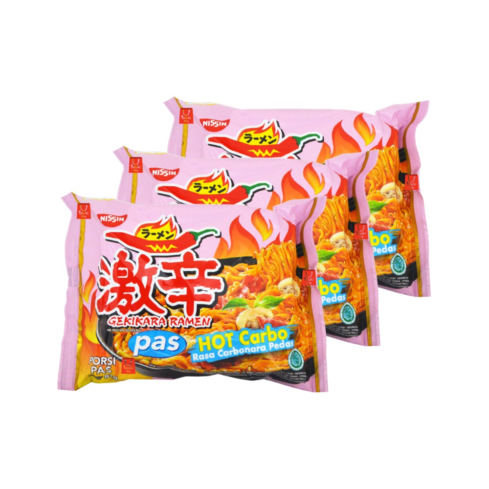 

3PCS Pas Gekikara Hot Carbo Mie Ramen Nissin Rasa Carbonara Pedas - 3pcs x 81gr