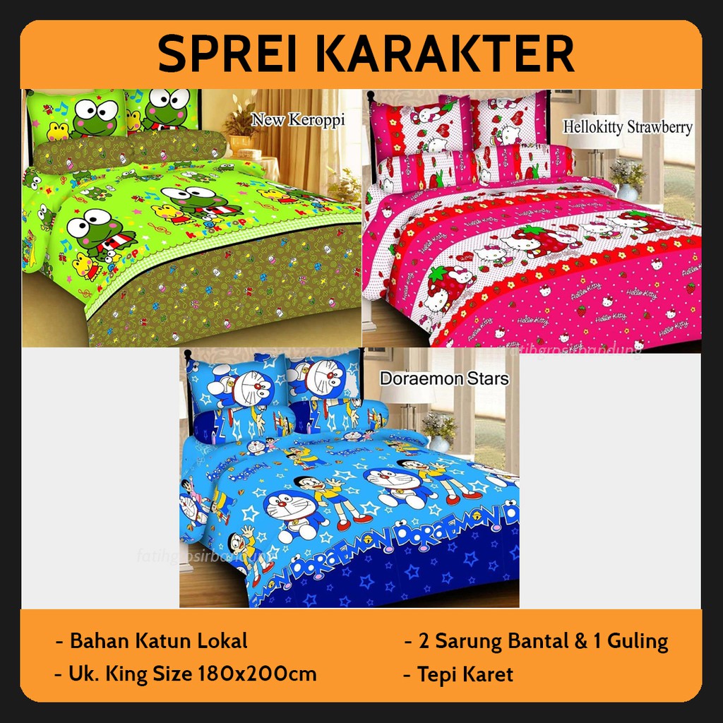 Seprai Sprei Sprai  Karakter Bahan Katun  Seprei Uk 180x200 