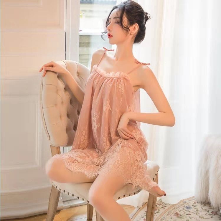 Lingerie Charming Cute 004 Baby Cute Sleeping Wear Premium Bahan lebih bagus Longnight Lingerie Sexy Import pakaian dalam seksi-Pink