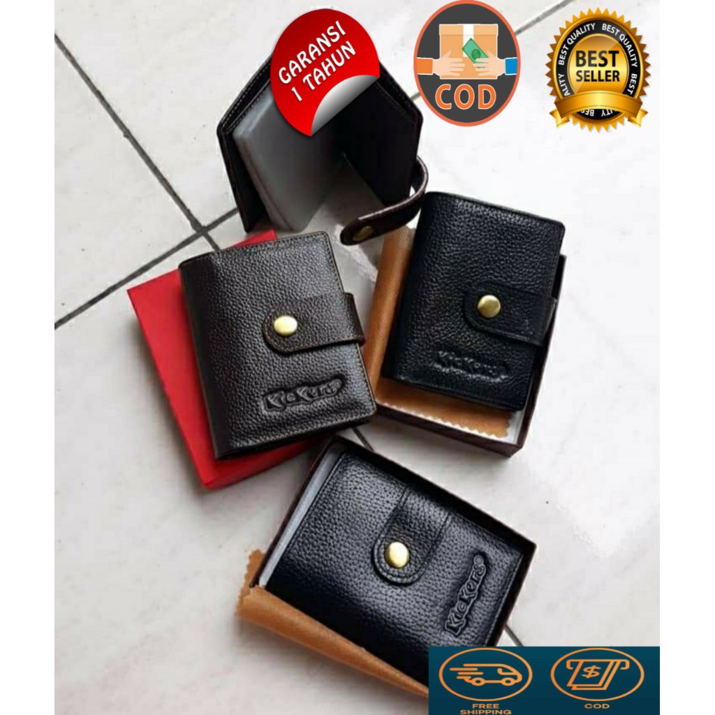Dompet Kartu dan Uang DK01 - Dompet Kartu Pria Wanita Hitam Kulit Asli Kickers