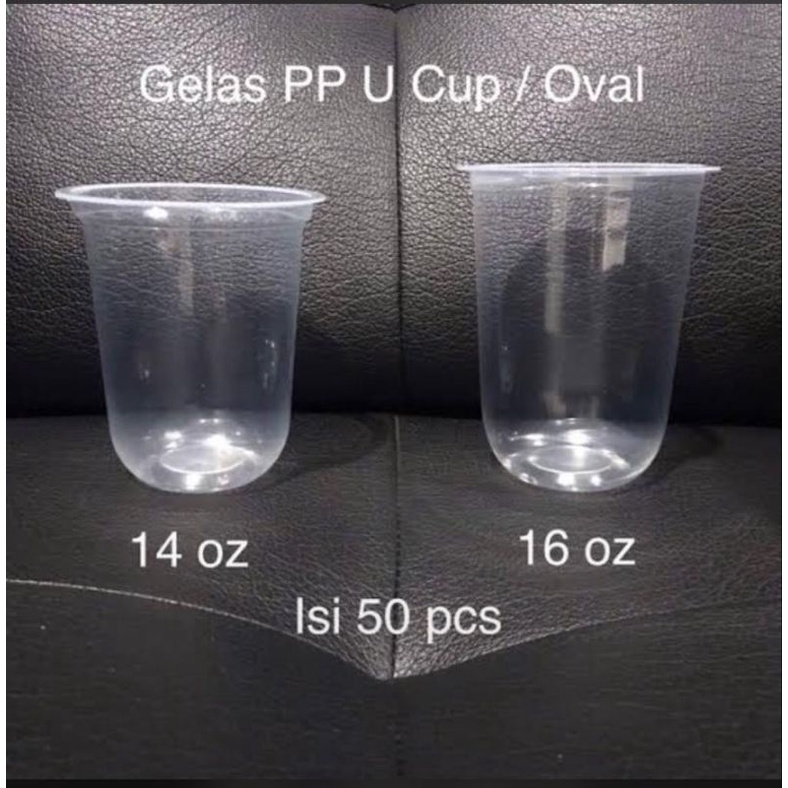Gelas Oval 16oz /Gelas Plastik Oval 14oz Cup Oval 12oz 14oz 16oz@50pcs