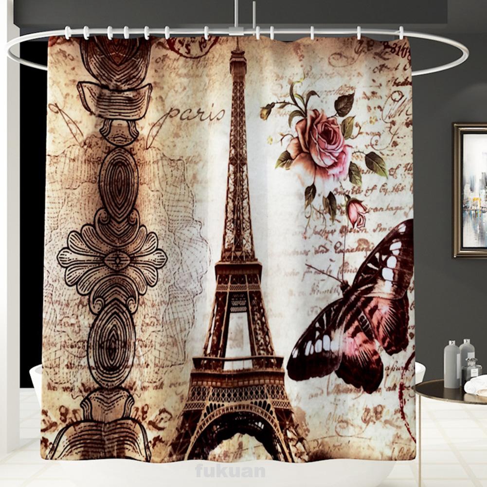 4pcs Butterfly Bathroom Decor Water Absorption Home 12 Hooks Pedestal Rug Shower Curtain Set Shopee Indonesia