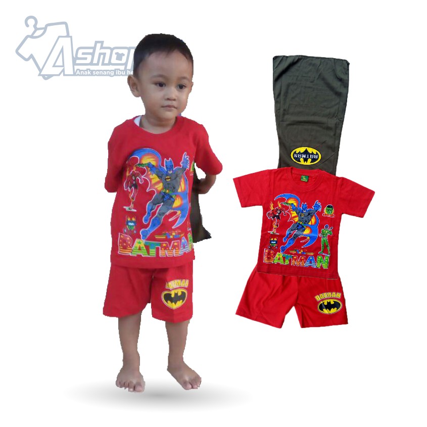 Baju Anak Setelan Batman Murah Kaos Anak Laki-Laki Gratis Custom Nama