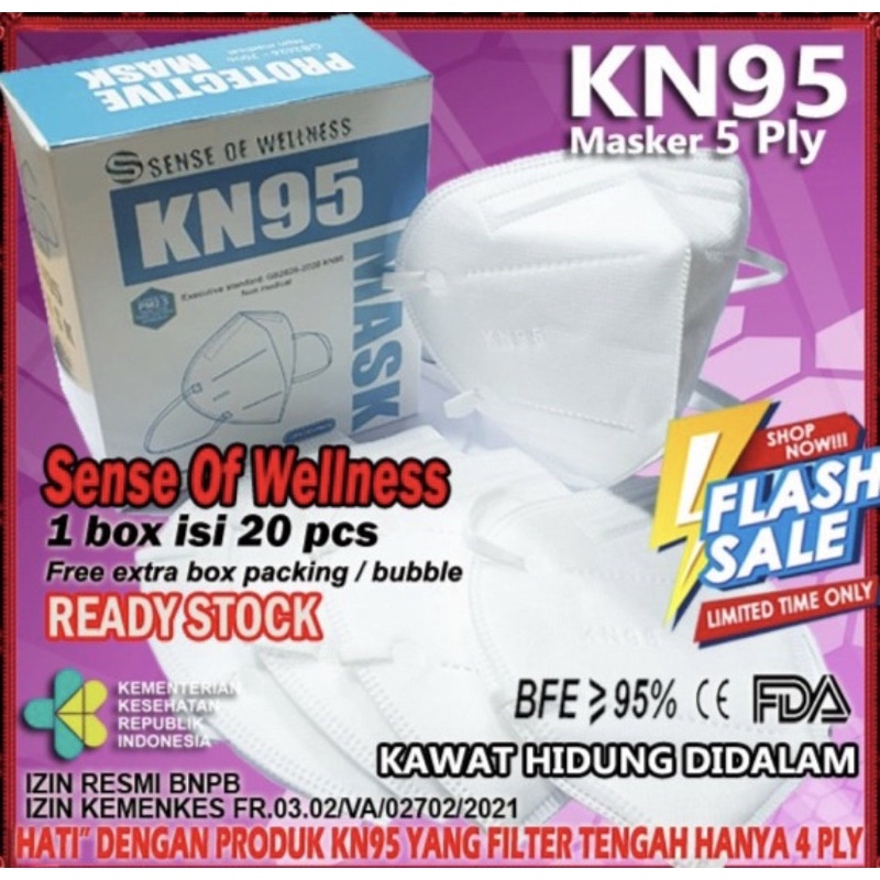 MASKER KN 95 5 PLY ORIGINAL SENSE OF WELLNESS PER BOX ISI 20pcs