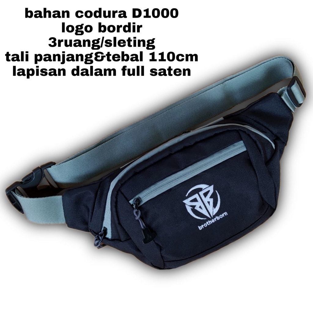 Tas Waist bag selempang pria brother born bag distro bahan d1000