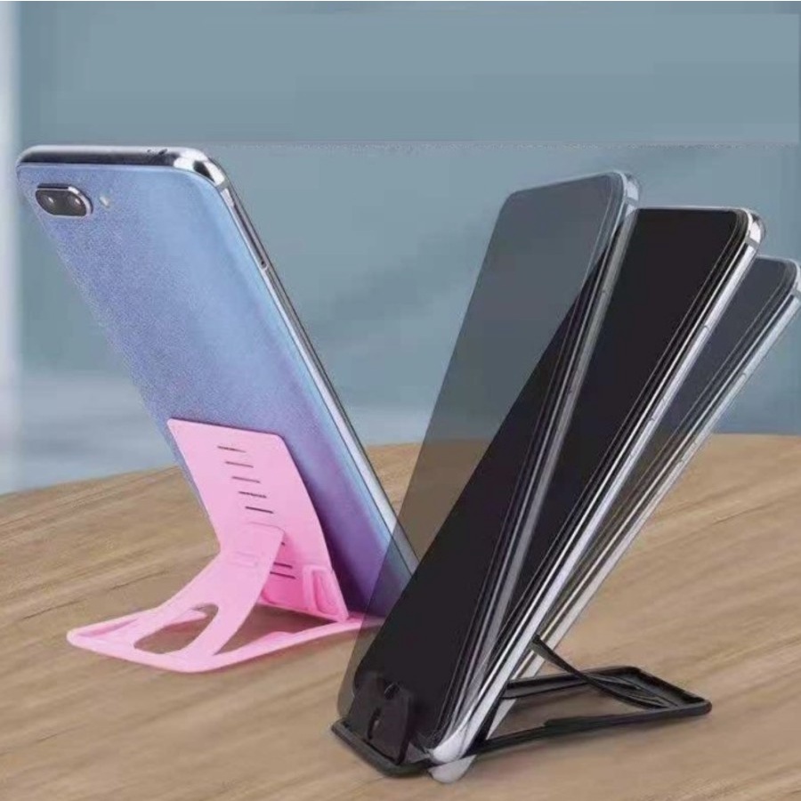 Stand Card Phone Holder Color SS Dudukan HP Lipat Universal Standing Docking Model Kartu Portable Foldable