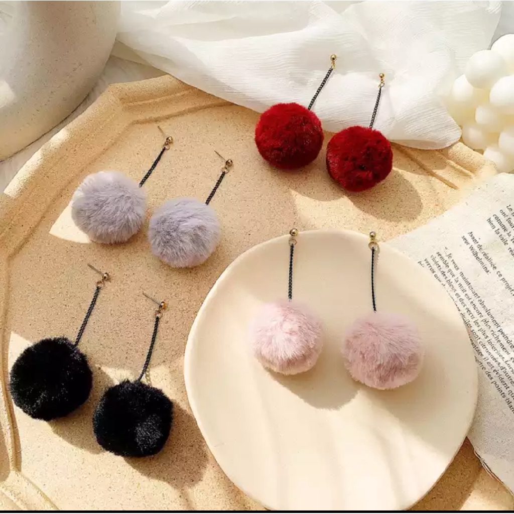 Anting pompom anting korea anting wanita anting panjang anting hijab 470