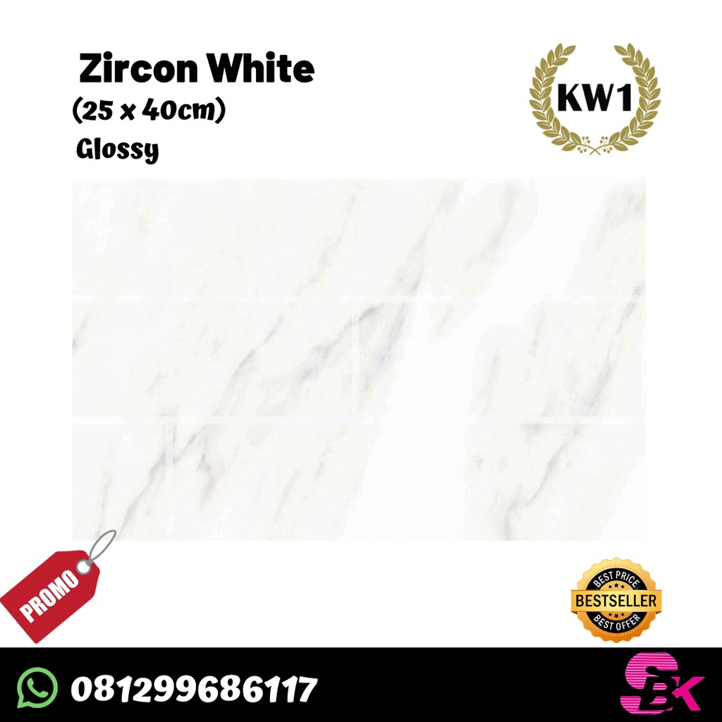 Keramik Dinding Kamar Mandi 25x40 Zircon White