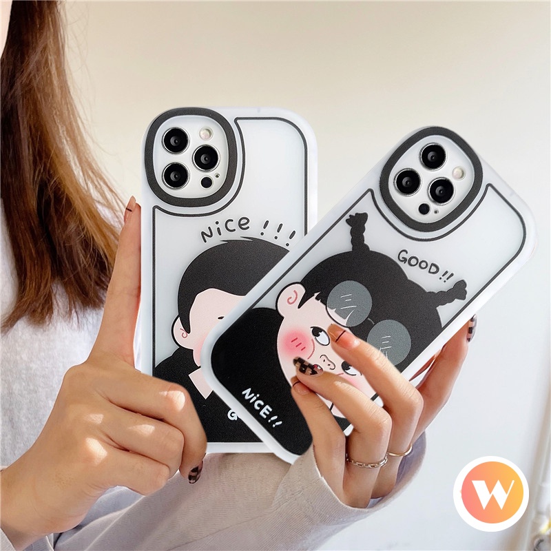 IPHONE Casing Handphone Pasangan Praktis Karakter Kartun Kompatibel Untuk Iphone13 12 11 14 Pro MAX XR X XS MAX 78 6 6s Plus SE 2020 Case Cowok Cewek Lucu Paket Lengkap Anti Jatuh Sarung Shock