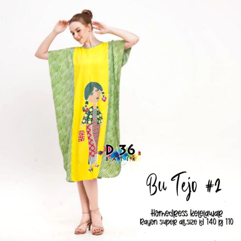 Daster Bu Tejo #2 Batik Homedress Kelelawar Baju Tidur Rayon Pastel Baju Tidur Kartun Jumbo Santai