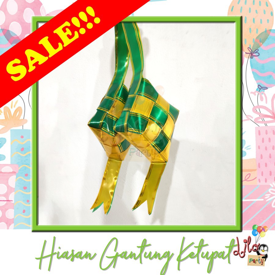 Hiasan Gantung Ketupat Metalik Idul Fitri Besar 20cm isi 2 // Hiasan Gantung Hari Raya Lebaran // EI